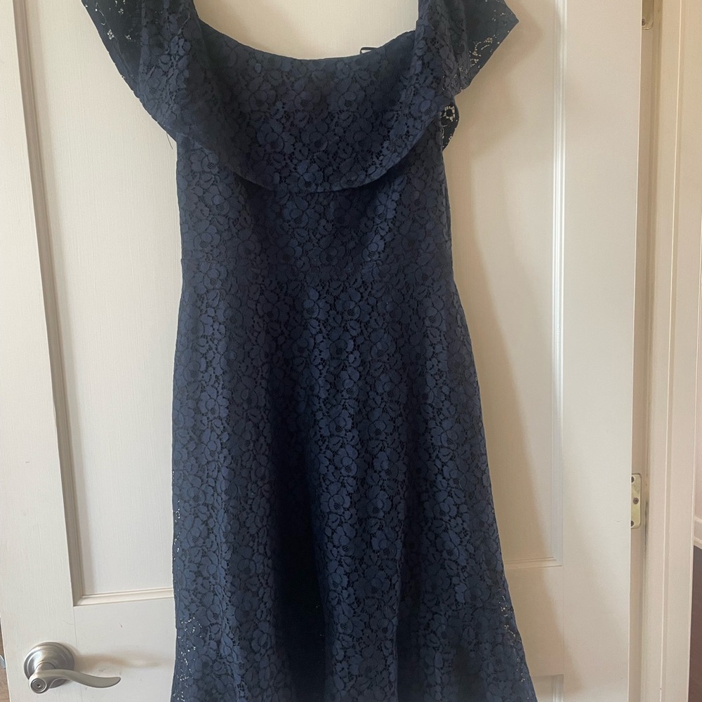 Banana Republic Blue Ruffled A-line Cocktail Dress